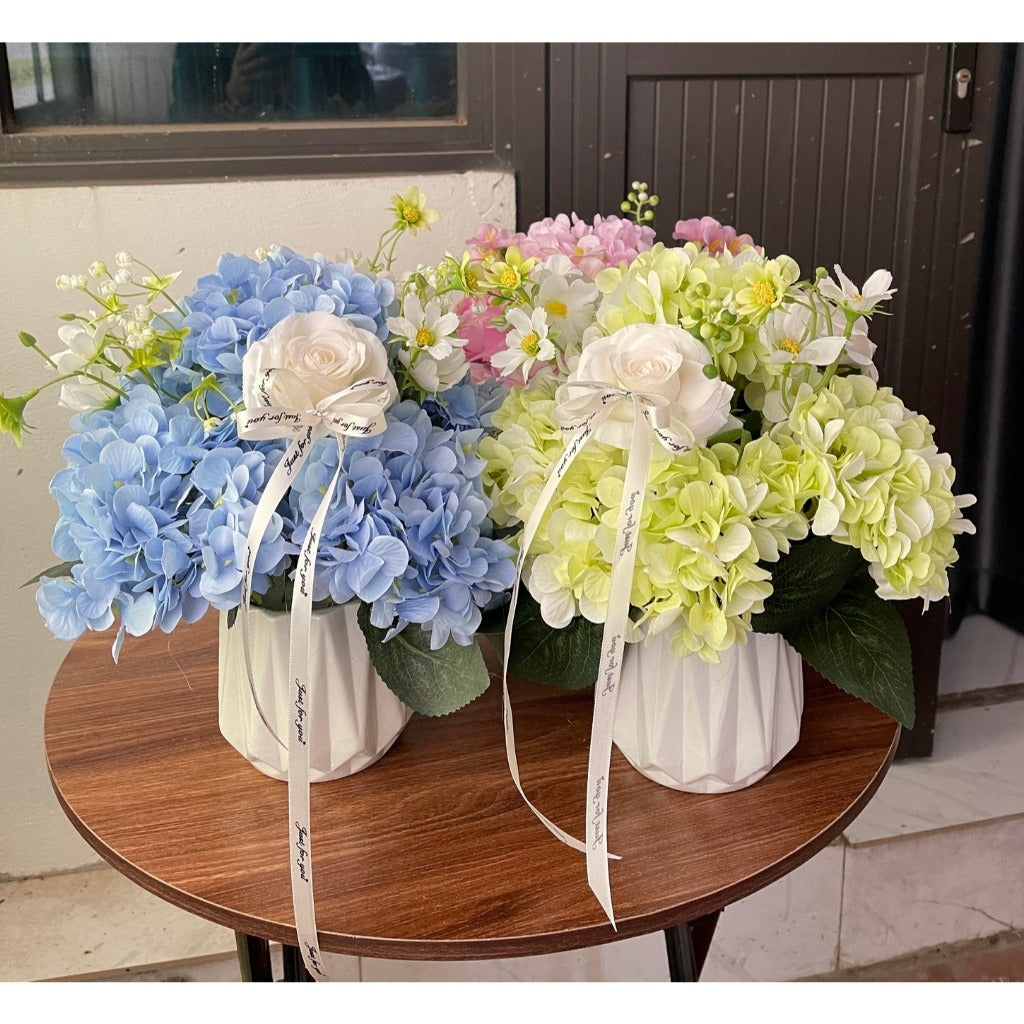Mini Pre-Assembled Silk Floral Arrangement in Ceramic Vase | EternalBloom