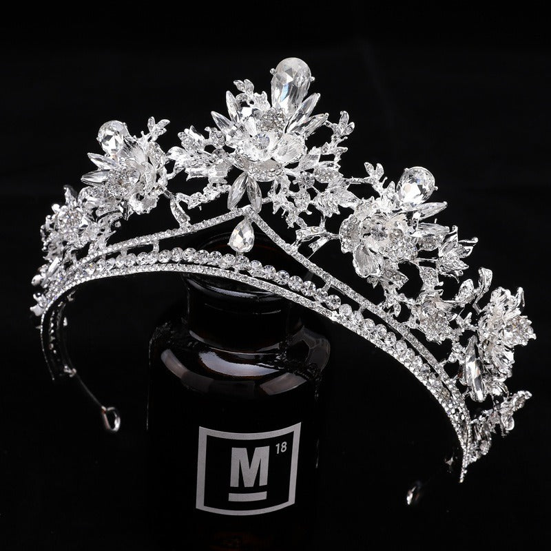 Exquisite Quartz Crystal & Pearl Bridal Tiara Crown Collection