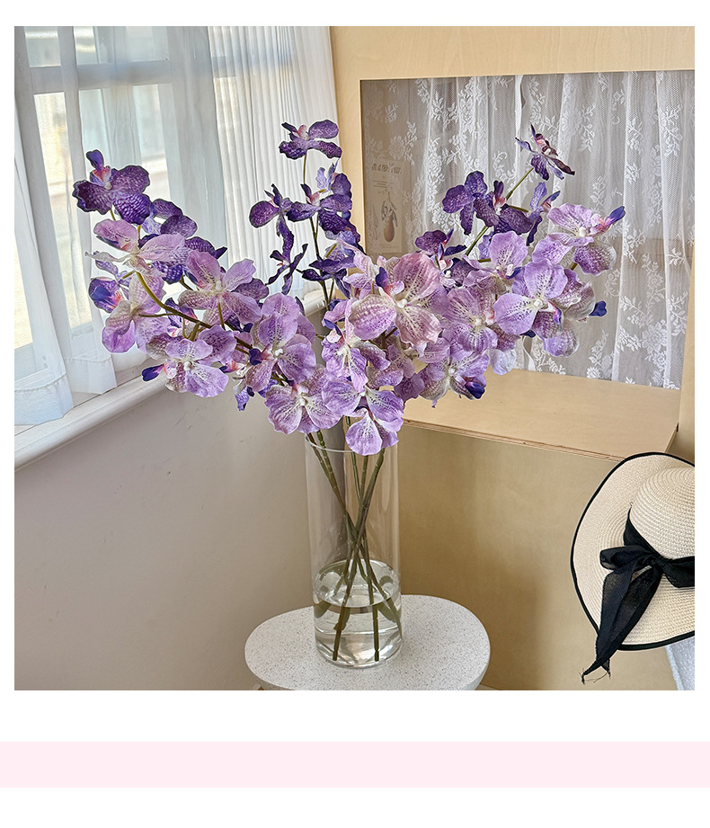 37" Artificial Silk Orchid Flower Stem (9 Blooms)