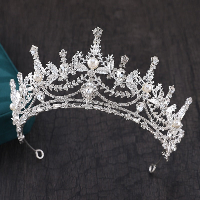 Exquisite Quartz Crystal & Pearl Bridal Tiara Crown Collection