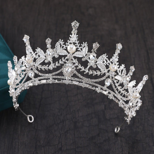 Exquisite Quartz Crystal & Pearl Bridal Tiara Crown Collection