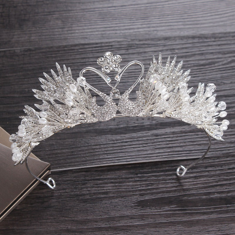 Exquisite Quartz Crystal & Pearl Bridal Tiara Crown Collection