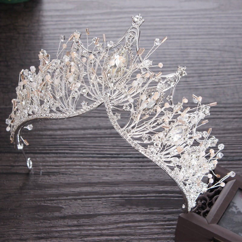 Exquisite Quartz Crystal & Pearl Bridal Tiara Crown Collection