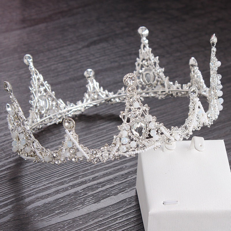 Exquisite Quartz Crystal & Pearl Bridal Tiara Crown Collection
