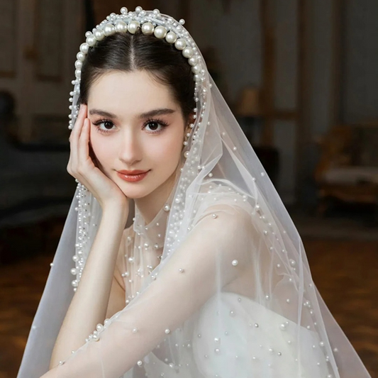 Luxury 3M Pearl Cathedral Bridal Wedding Veil