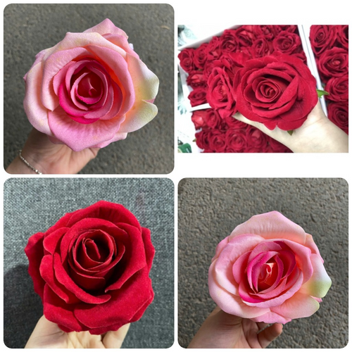 8cm Velvet Silk Rose Flower Heads