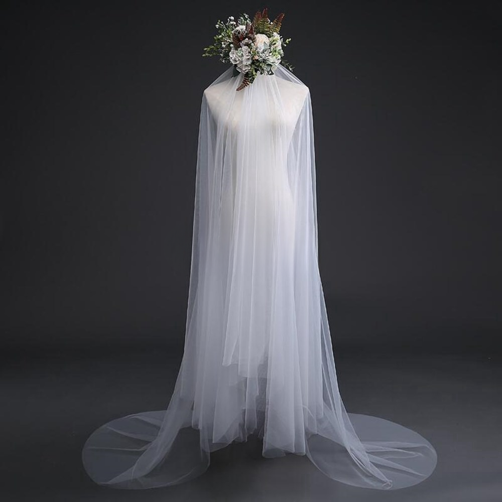 Simple 3M Cathedral Bridal Wedding Veil with Comb