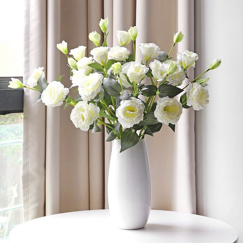 Premium 27.5" Artificial Silk Lisianthus Stem (3 Blooms & 1 Bud)
