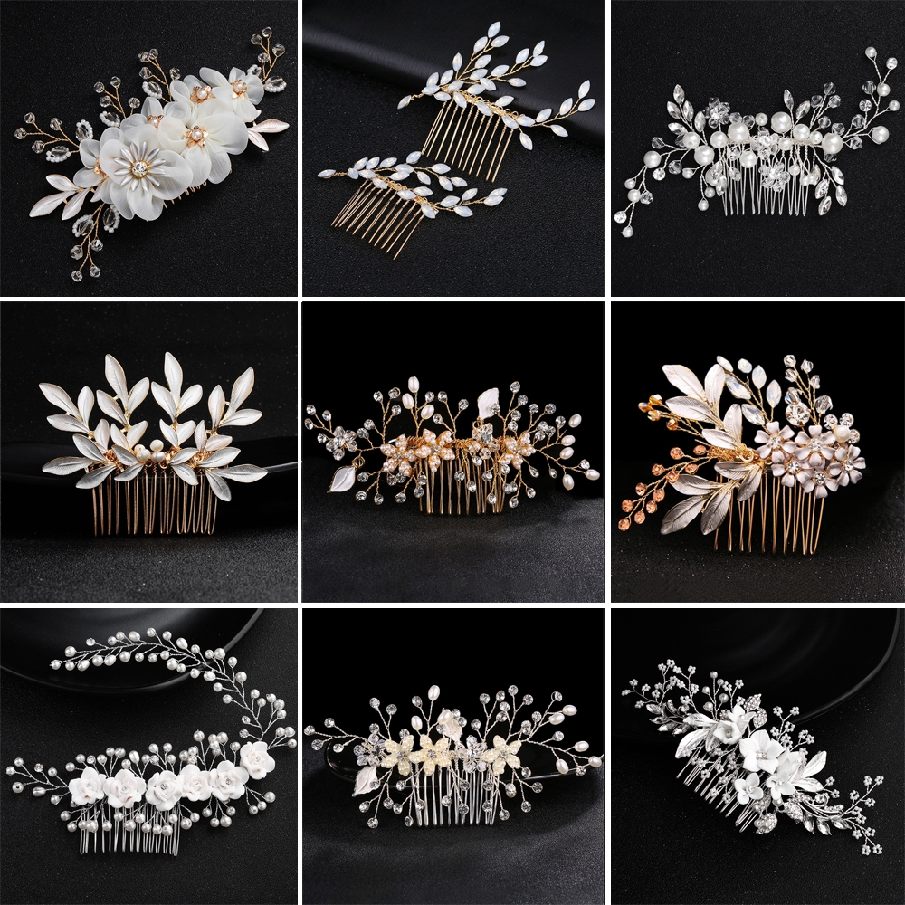 Handcrafted Vintage Pearl & Crystal Bridal Hair Comb Collection