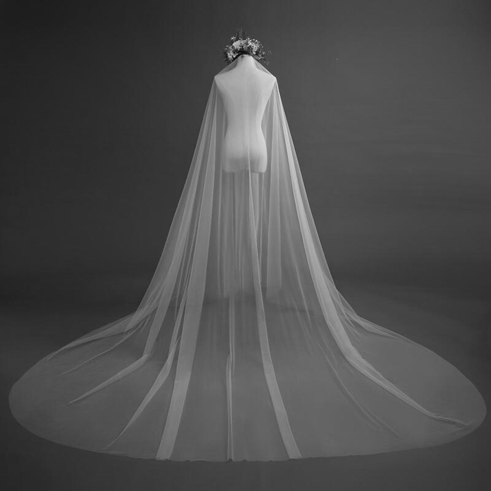 Simple 3M Cathedral Bridal Wedding Veil with Comb