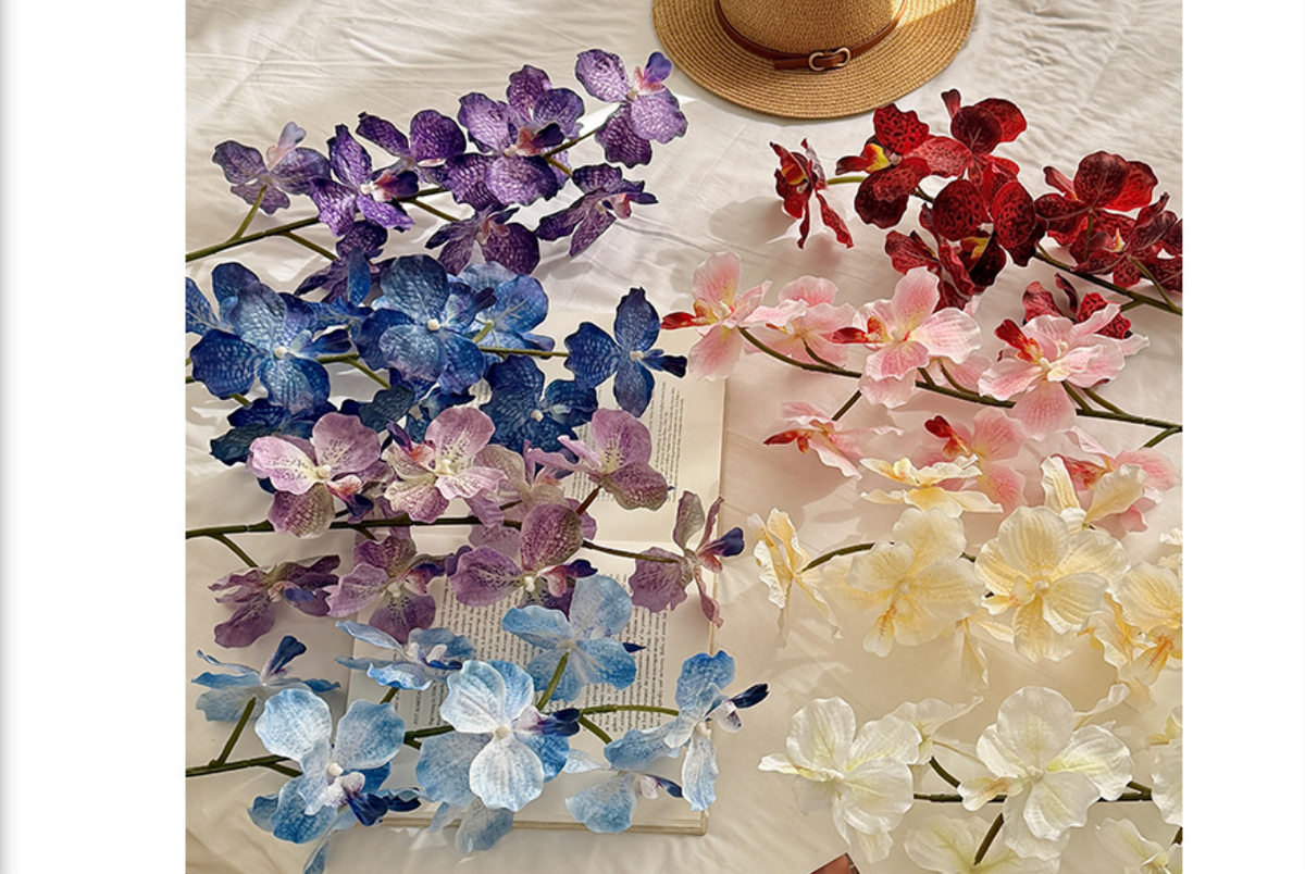 37" Artificial Silk Orchid Flower Stem (9 Blooms)