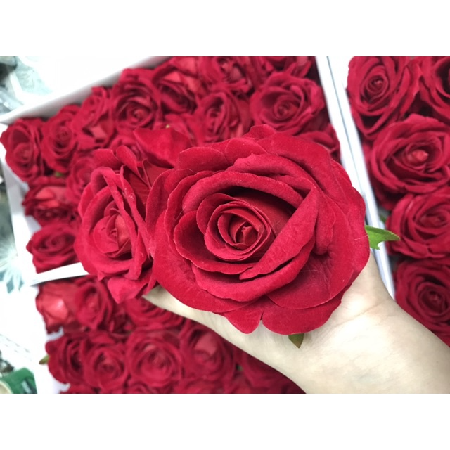 8cm Velvet Silk Rose Flower Heads