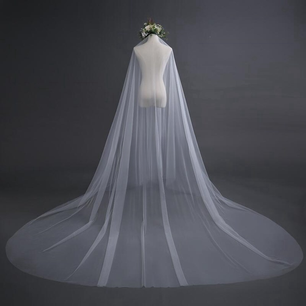 Simple 3M Cathedral Bridal Wedding Veil with Comb