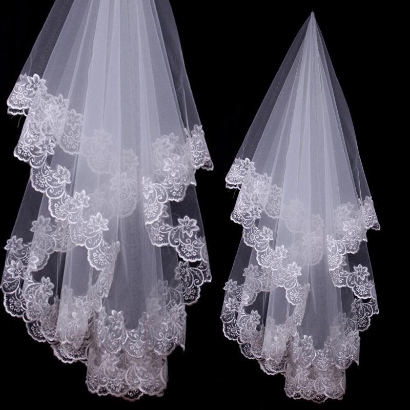 Vintage Floral Lace Applique Bridal Wedding Veil