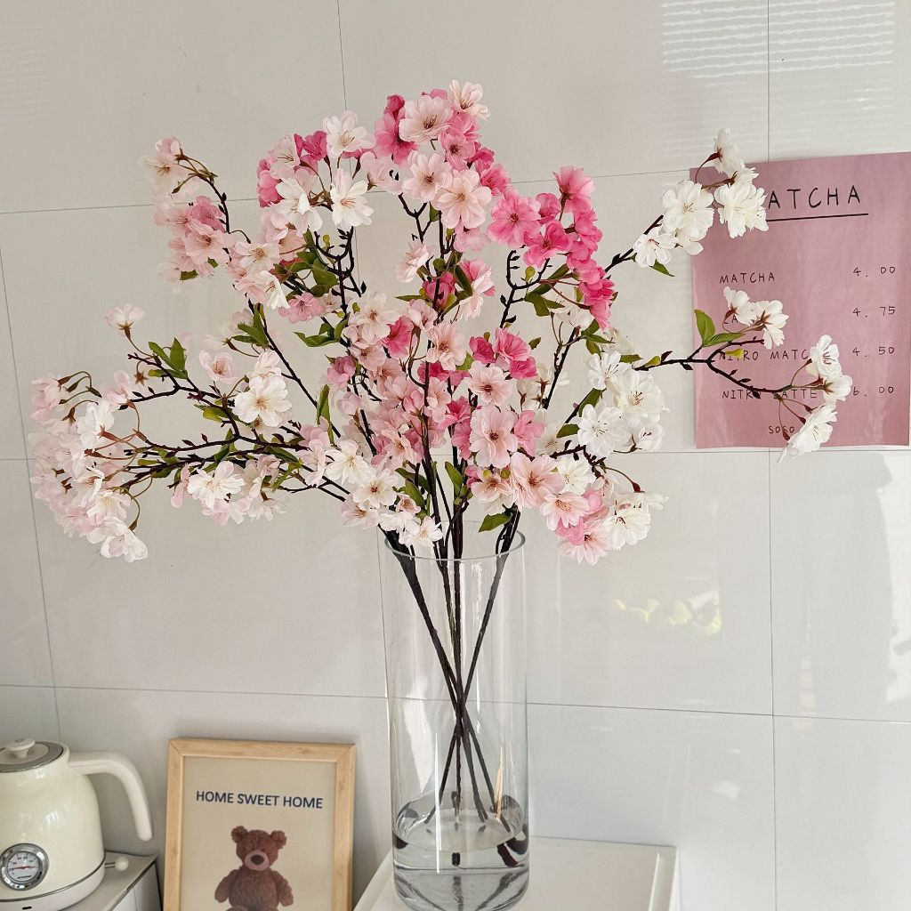 35.5" Artificial Silk Cherry Blossom Branch Spray