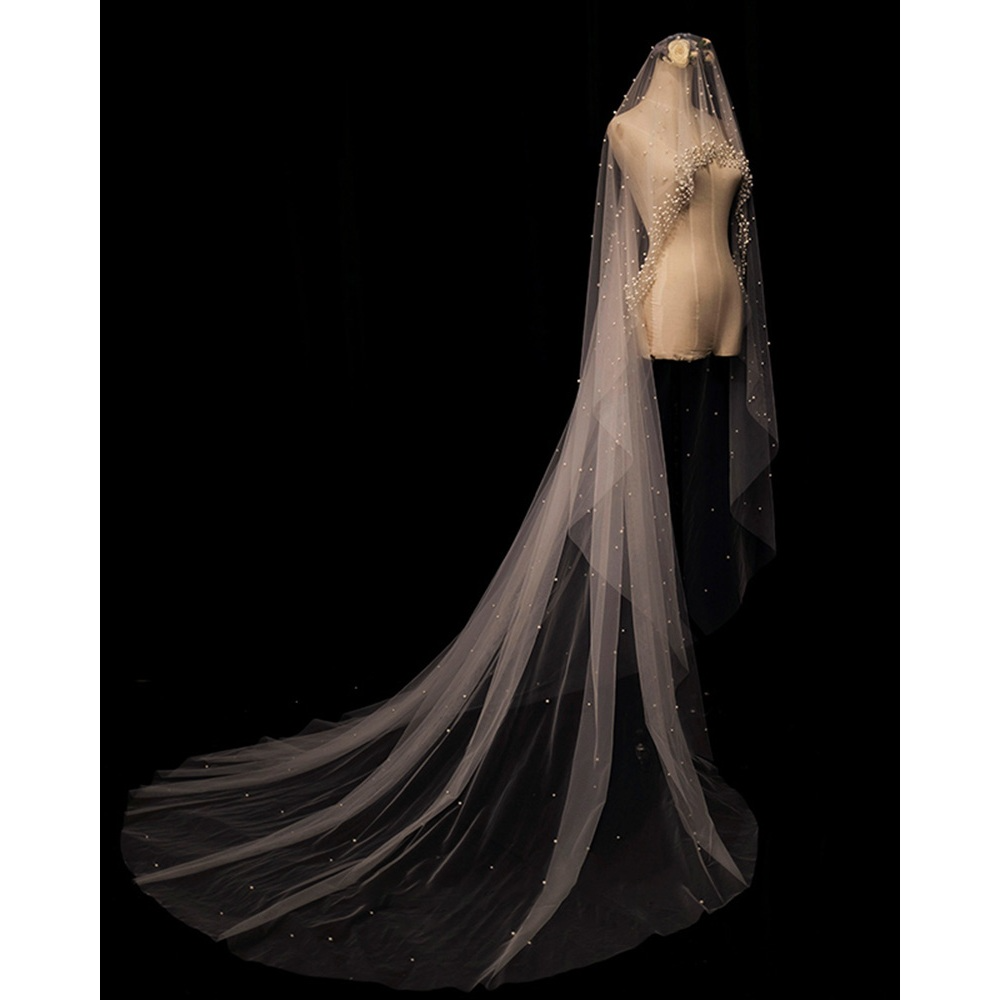 Luxury 3M Pearl Cathedral Bridal Wedding Veil