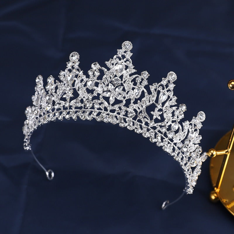 Exquisite Quartz Crystal & Pearl Bridal Tiara Crown Collection