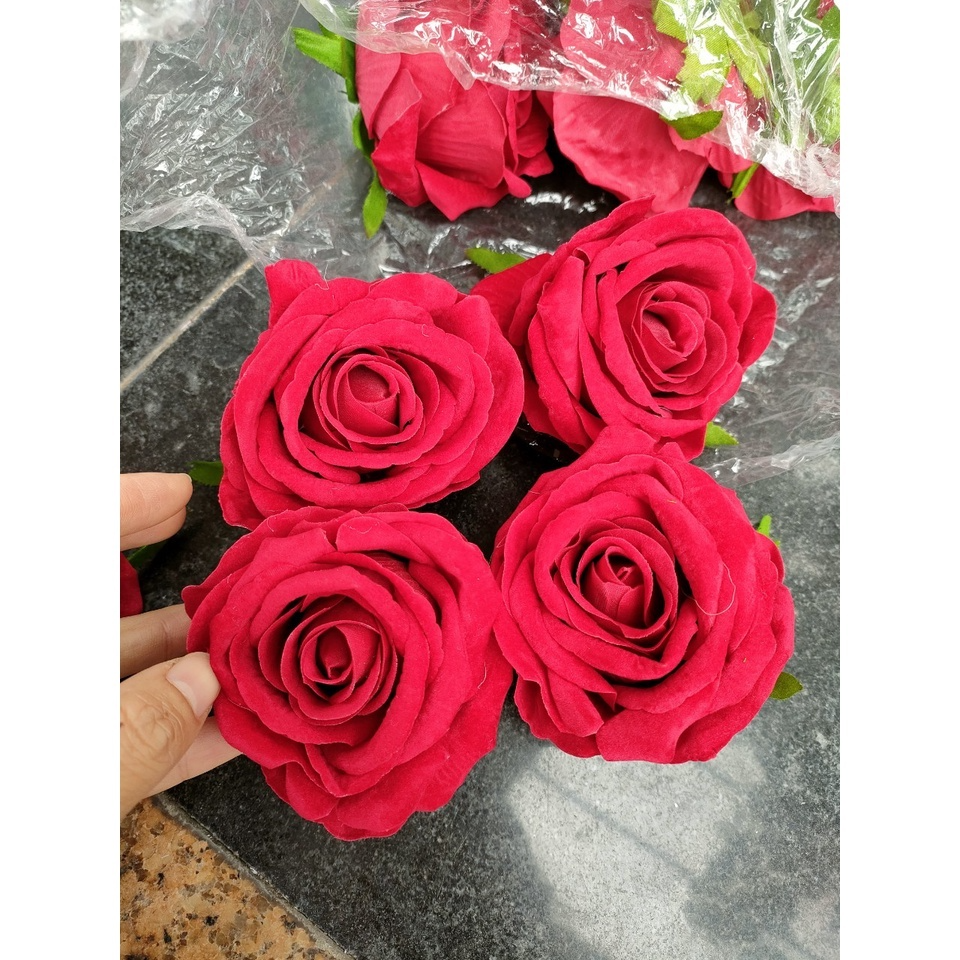 8cm Velvet Silk Rose Flower Heads