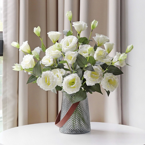 Premium 27.5" Artificial Silk Lisianthus Stem (3 Blooms & 1 Bud)