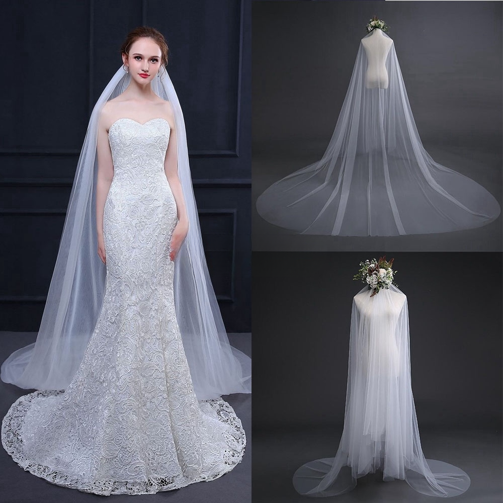 Simple 3M Cathedral Bridal Wedding Veil with Comb