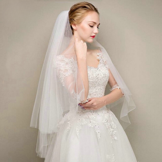 Elegant 2-Tier Soft Tulle Bridal Wedding Veil with Comb