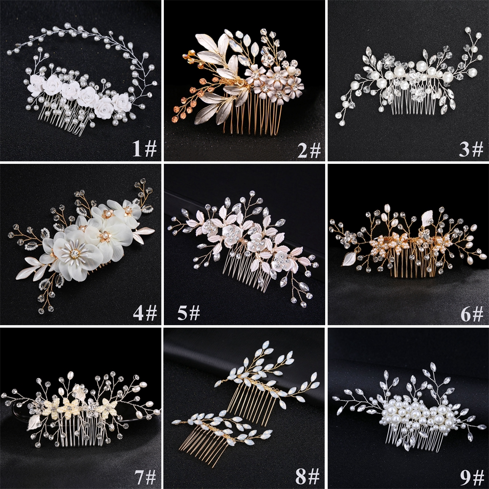 Handcrafted Vintage Pearl & Crystal Bridal Hair Comb Collection