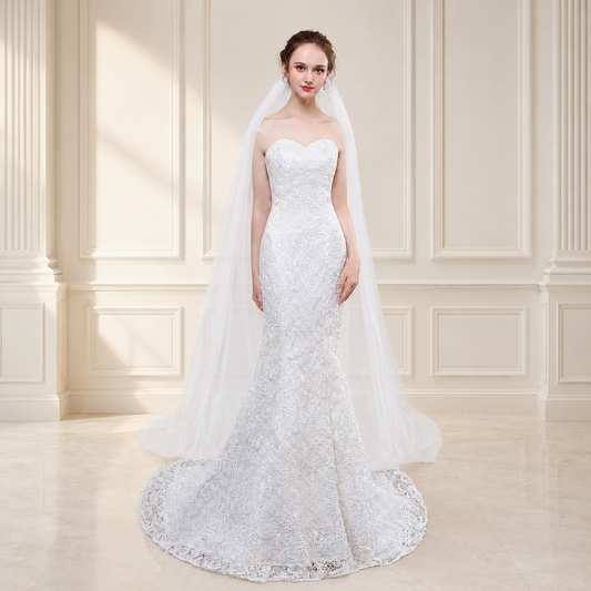 Simple 3M Cathedral Bridal Wedding Veil with Comb