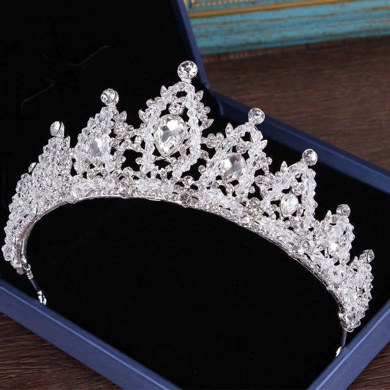Exquisite Quartz Crystal & Pearl Bridal Tiara Crown Collection