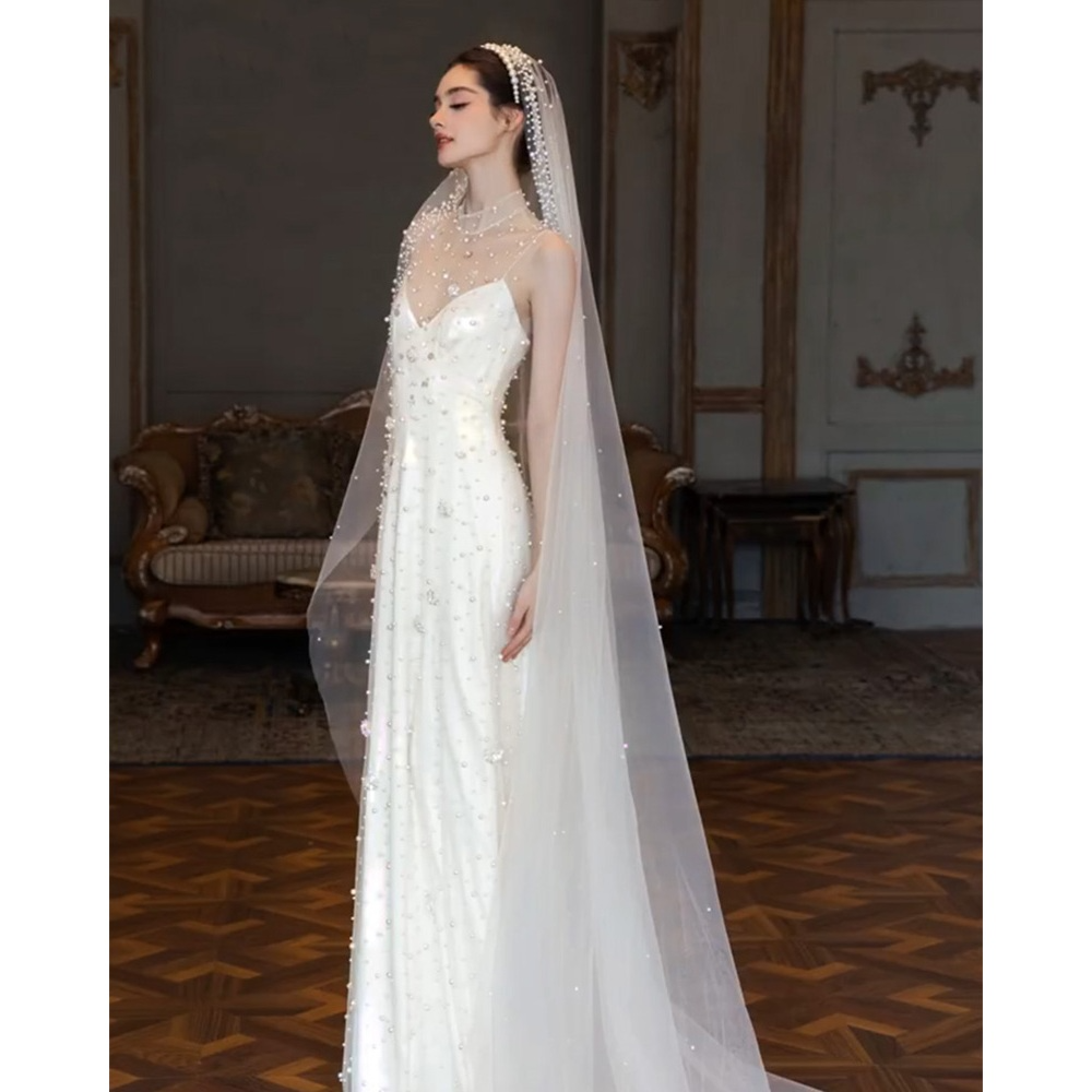 Luxury 3M Pearl Cathedral Bridal Wedding Veil