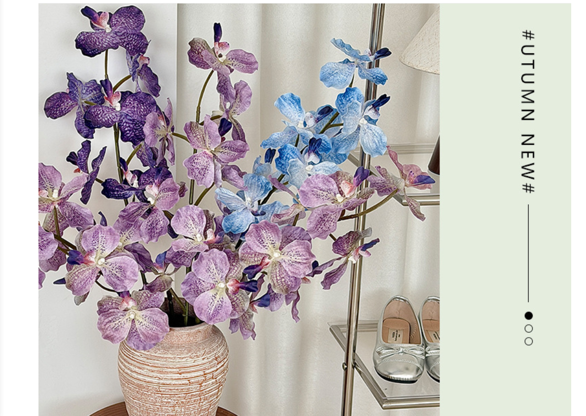 37" Artificial Silk Orchid Flower Stem (9 Blooms)