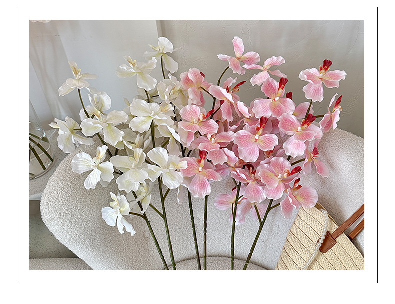 37" Artificial Silk Orchid Flower Stem (9 Blooms)
