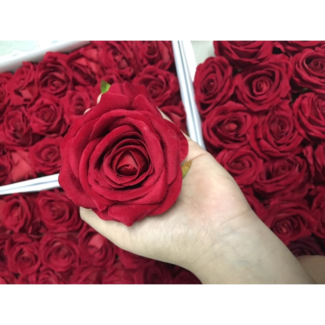 8cm Velvet Silk Rose Flower Heads