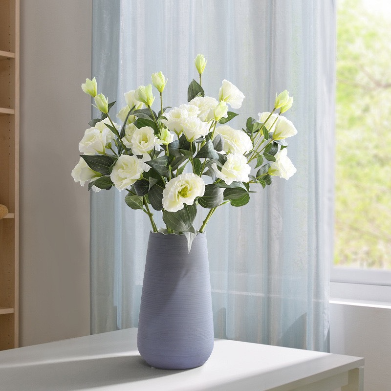 Premium 27.5" Artificial Silk Lisianthus Stem (3 Blooms & 1 Bud)