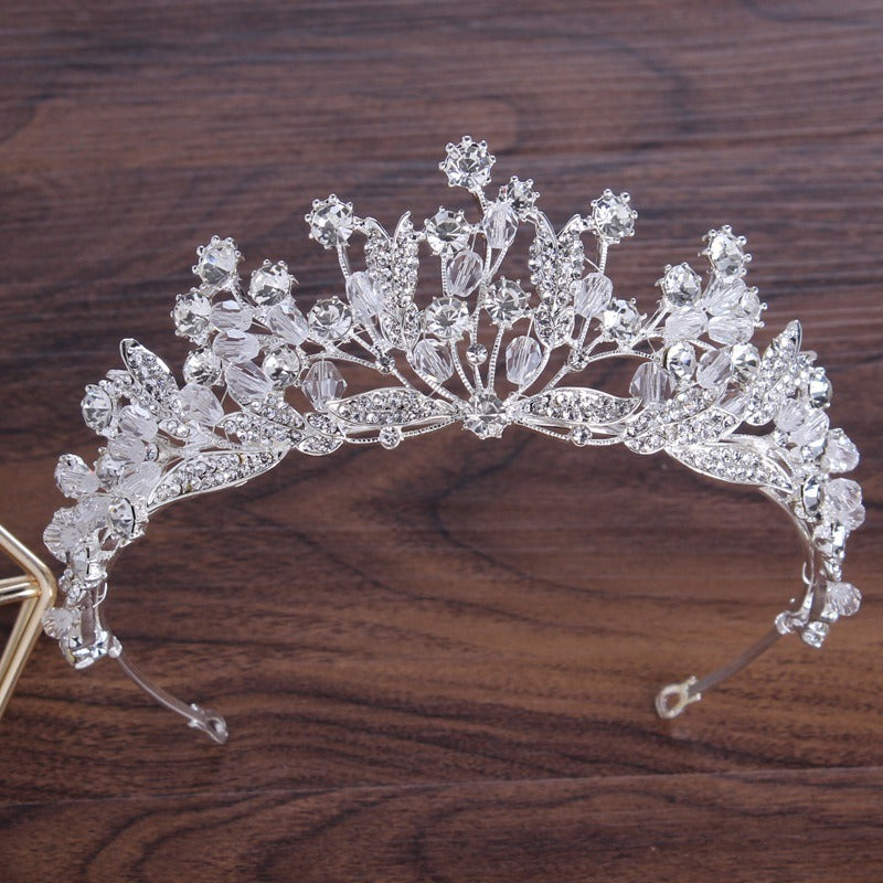 Exquisite Quartz Crystal & Pearl Bridal Tiara Crown Collection