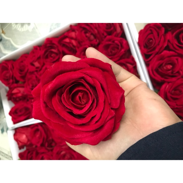 8cm Velvet Silk Rose Flower Heads
