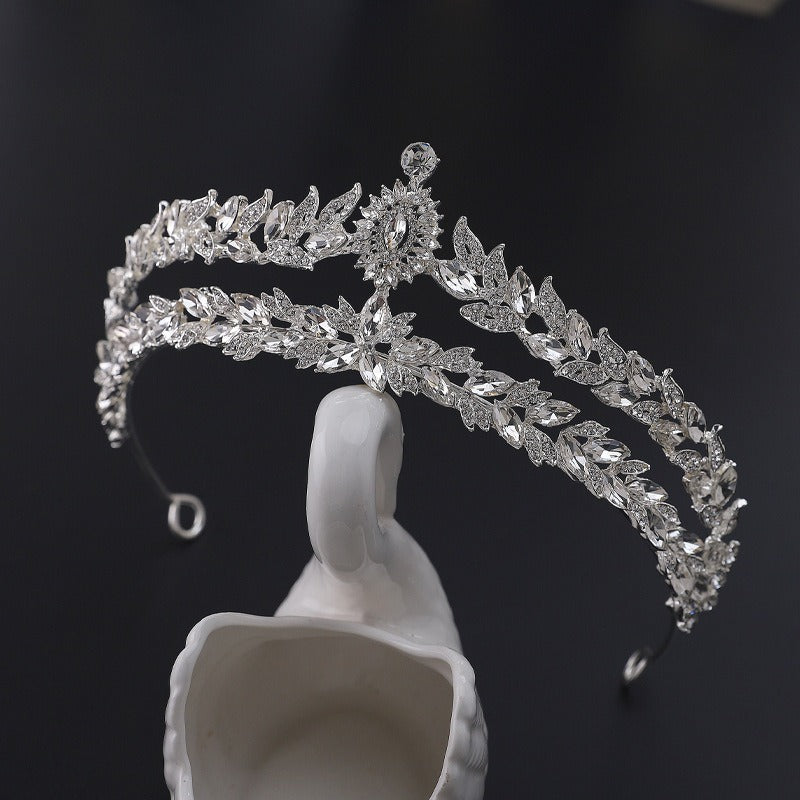 Exquisite Quartz Crystal & Pearl Bridal Tiara Crown Collection