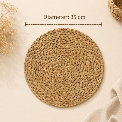 Handcrafted Natural Water Hyacinth Woven Round Placemat