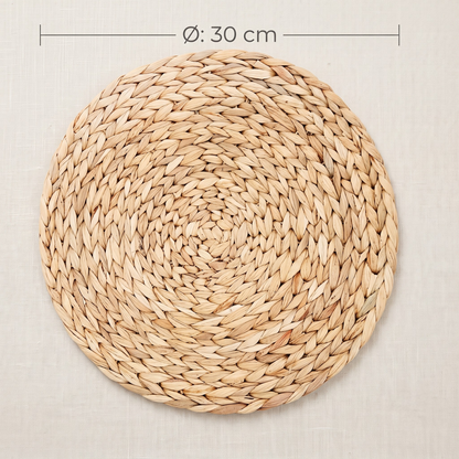 Handcrafted Natural Water Hyacinth Woven Round Placemat