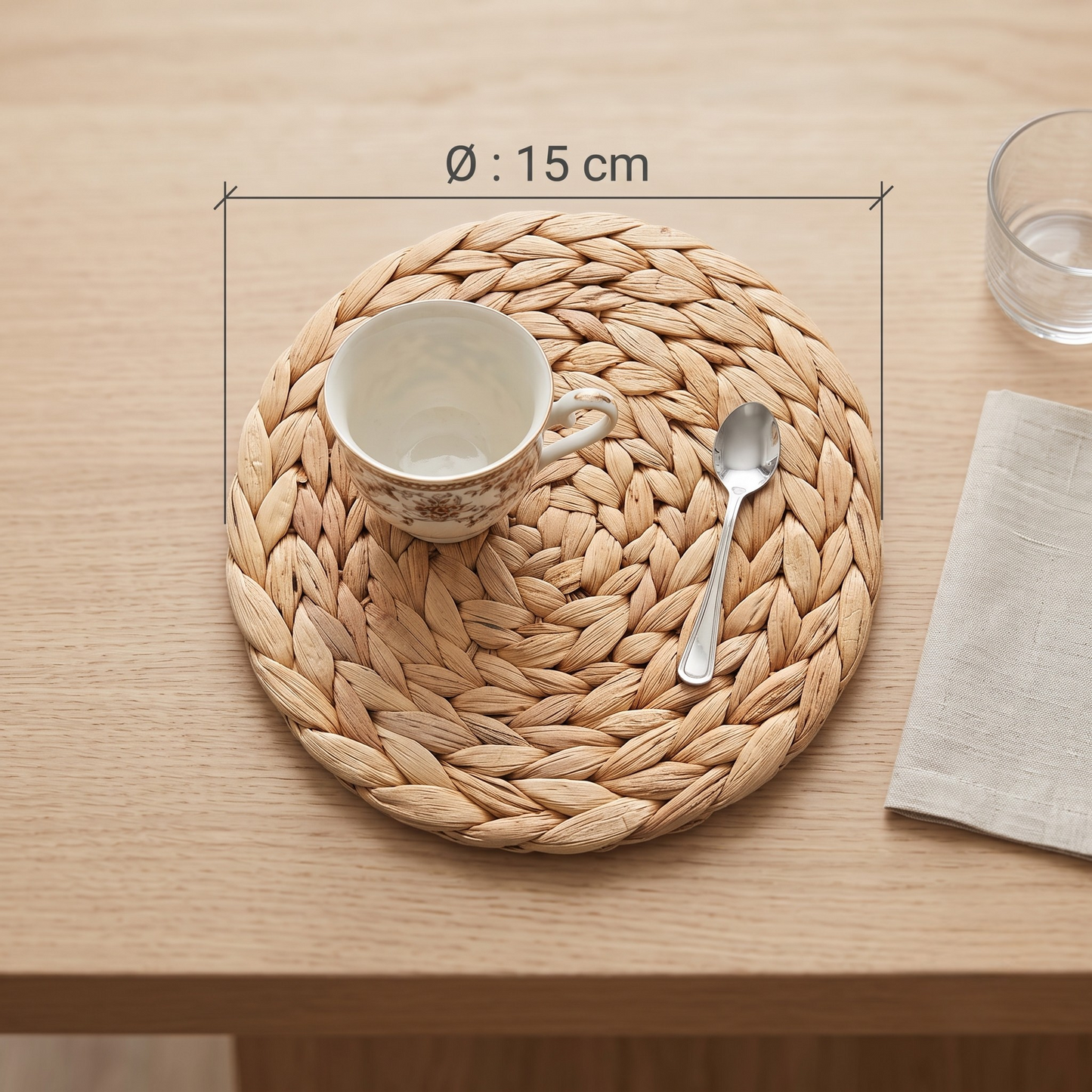 Handcrafted Natural Water Hyacinth Woven Round Placemat