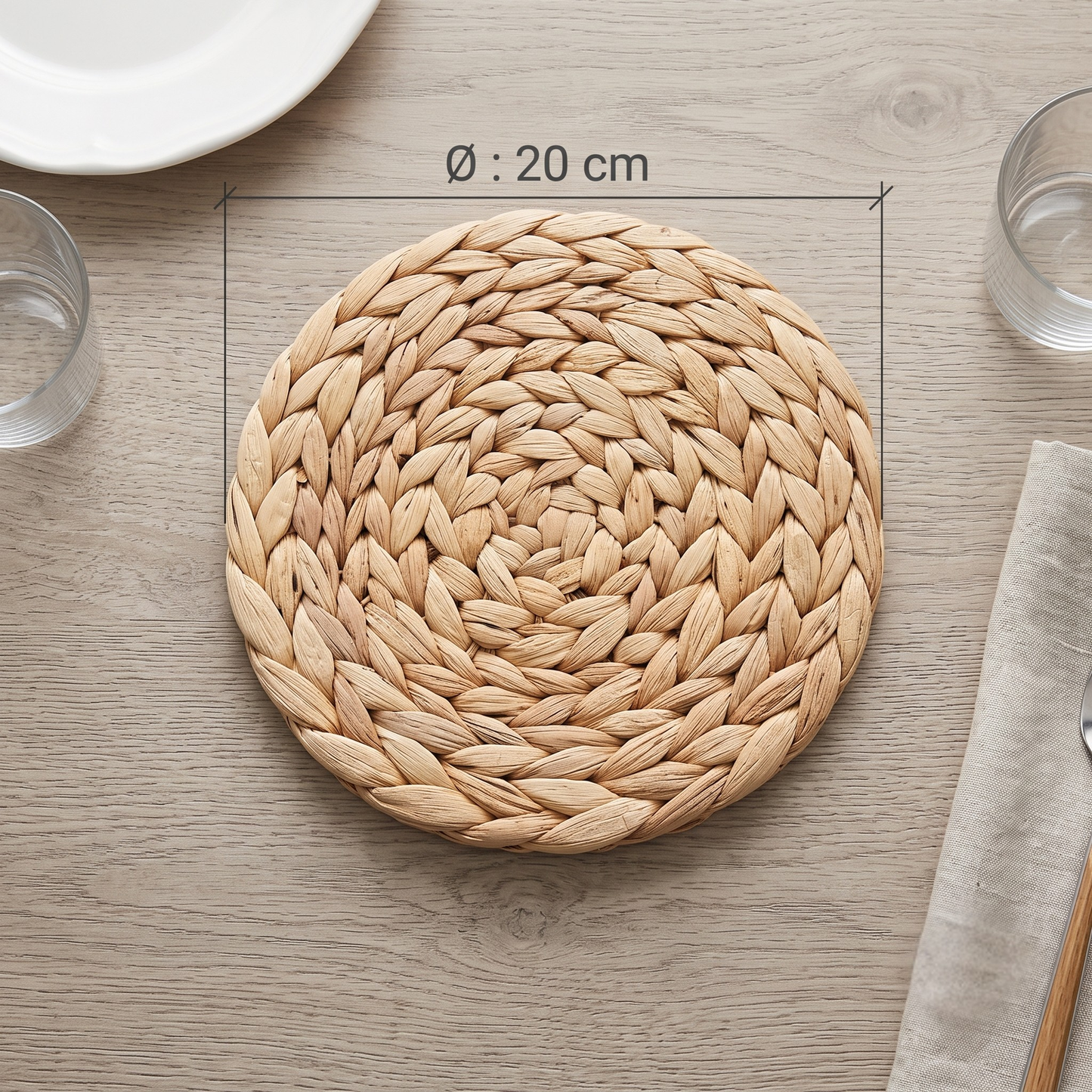 Handcrafted Natural Water Hyacinth Woven Round Placemat