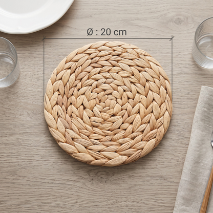 Handcrafted Natural Water Hyacinth Woven Round Placemat