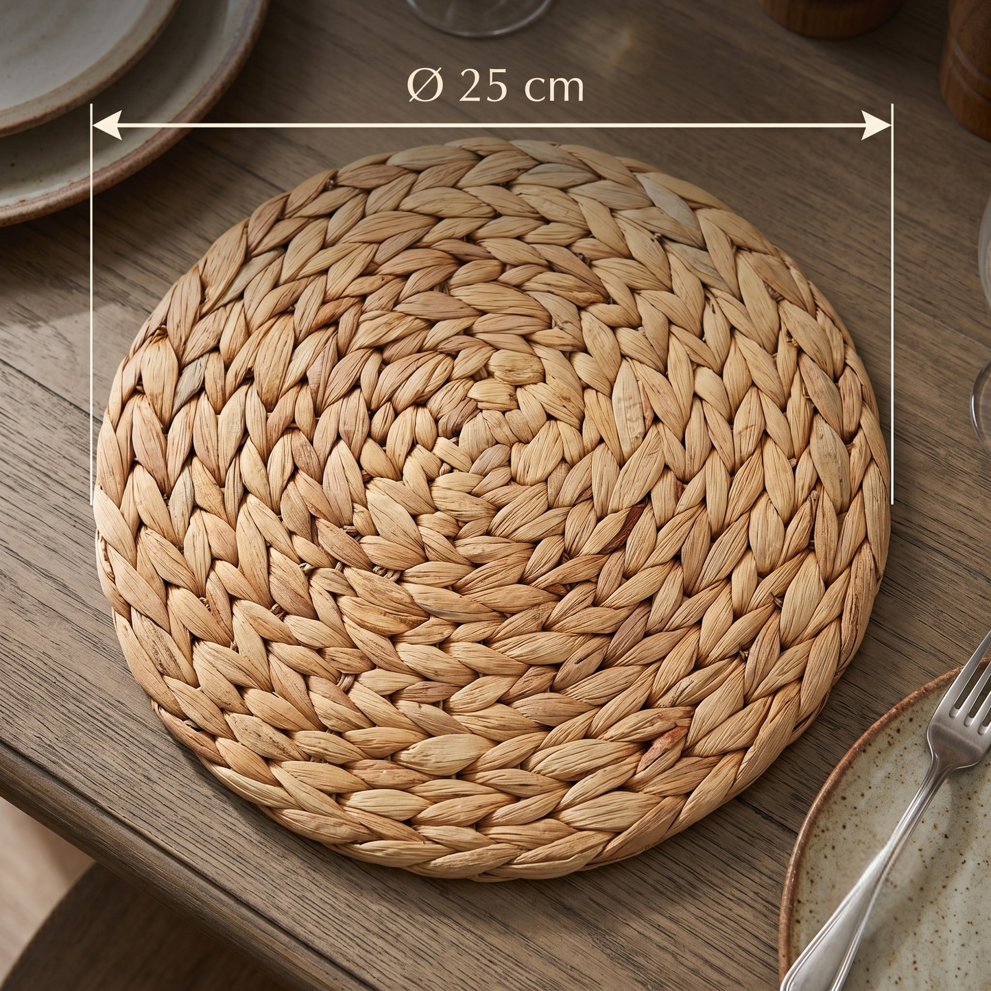 Handcrafted Natural Water Hyacinth Woven Round Placemat