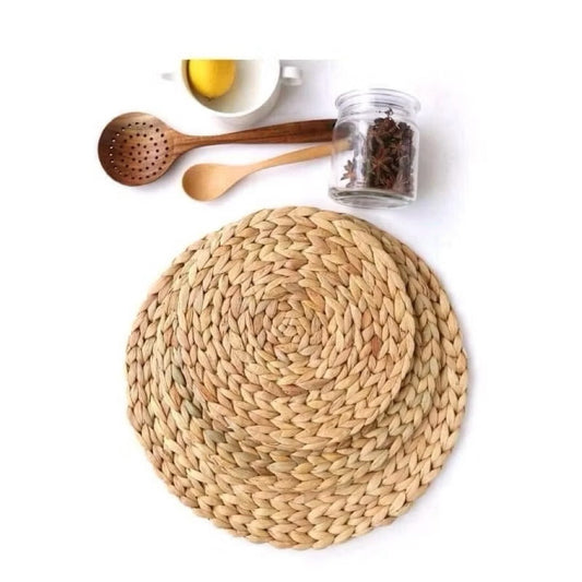 Handcrafted Natural Water Hyacinth Woven Round Placemat