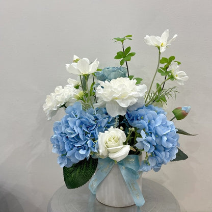 Mini Pre-Assembled Silk Floral Arrangement in Ceramic Vase |  EternalBloom