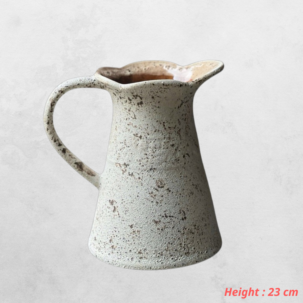Handcrafted Bat Trang Atlantic Glaze Ceramic Vase | 20-23 cm Rustic Moss Stone Green Flower