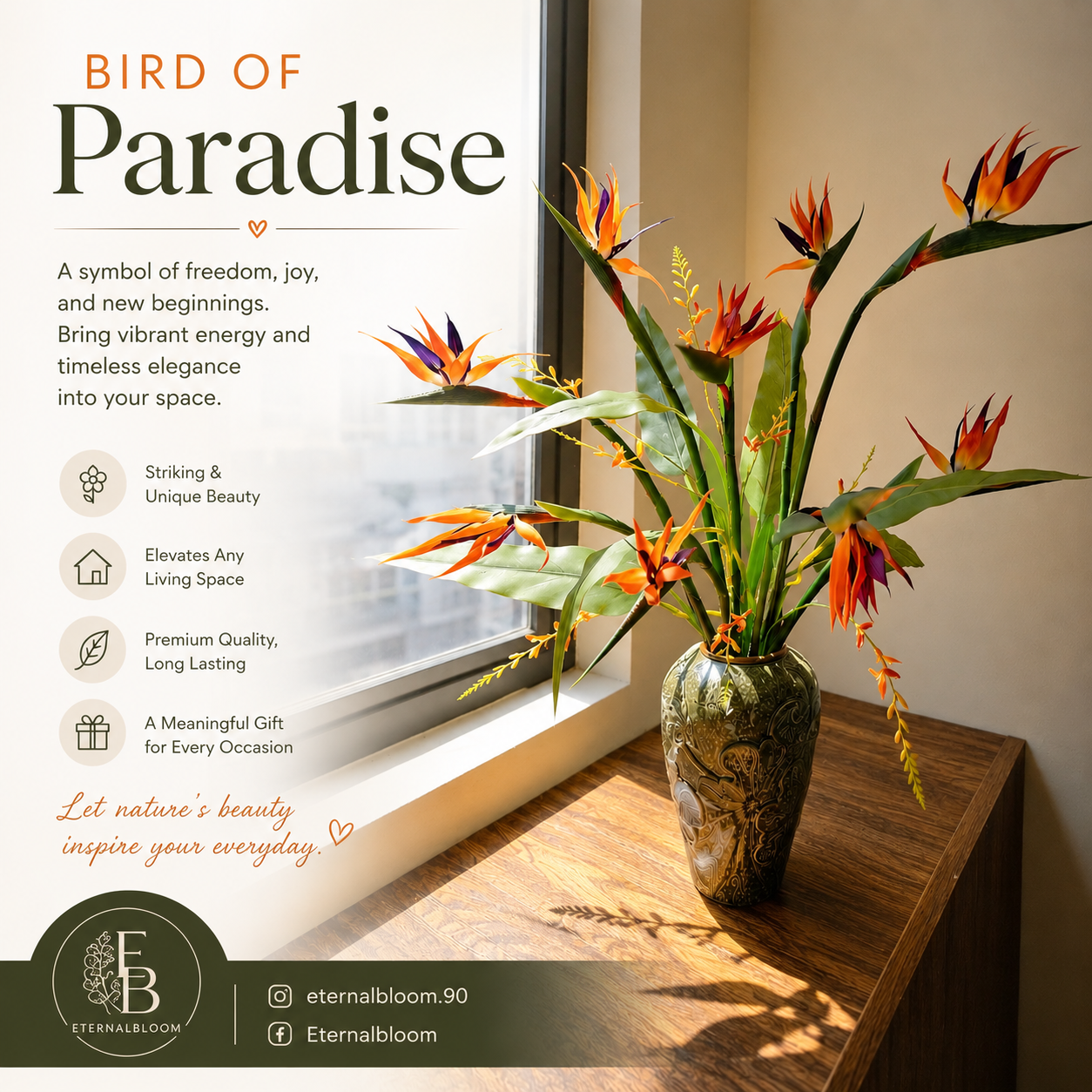 Real-Touch Artificial Bird of Paradise Flower | EternalBloom