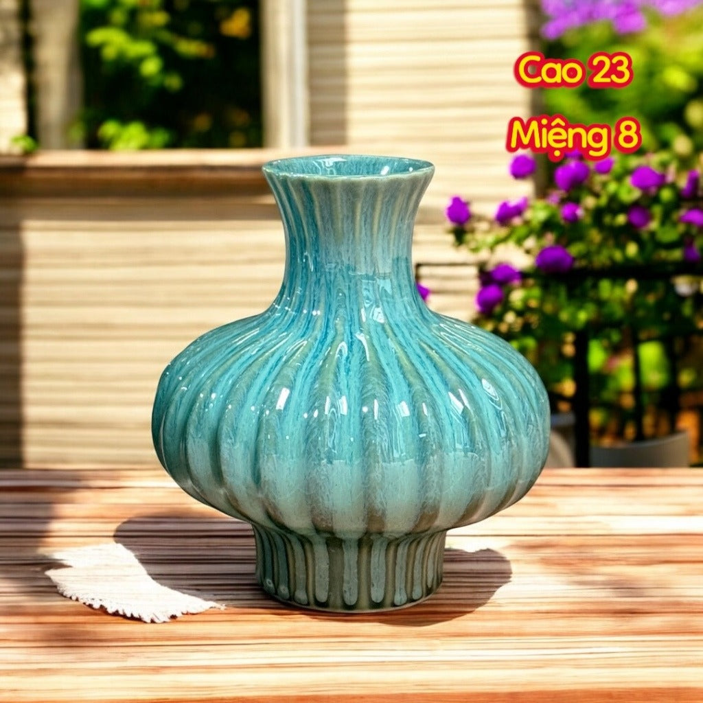 Handcrafted Bat Trang Celadon Ceramic Vase | Celadon Green Color Lantern & Heart Lantern Shape  Flower Pot