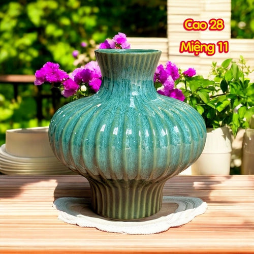 Handcrafted Bat Trang Celadon Ceramic Vase | Celadon Green Color Lantern & Heart Lantern Shape  Flower Pot