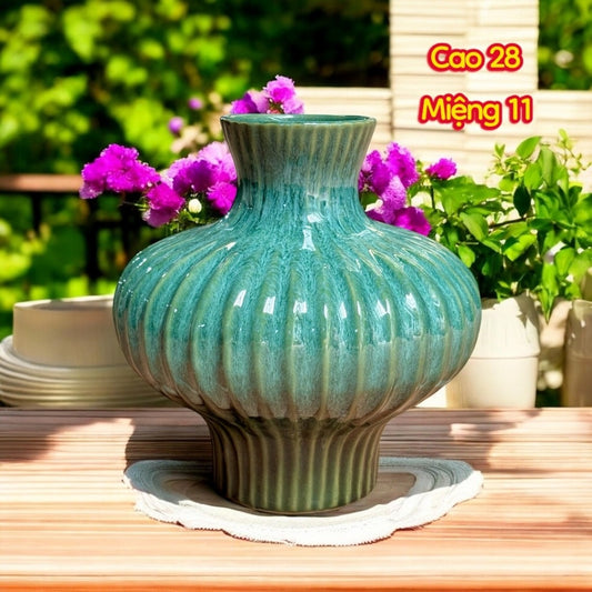 Handcrafted Bat Trang Celadon Ceramic Vase | Celadon Green Color Lantern & Heart Lantern Shape  Flower Pot