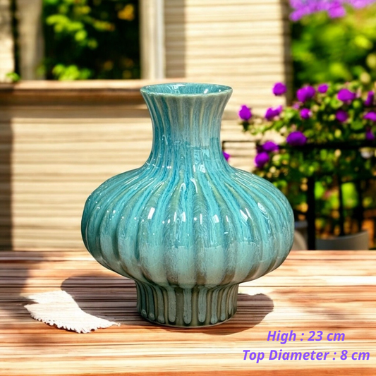 Handcrafted Bat Trang Celadon Ceramic Vase | Celadon Green Color Lantern & Heart Lantern Shape  Flower Pot